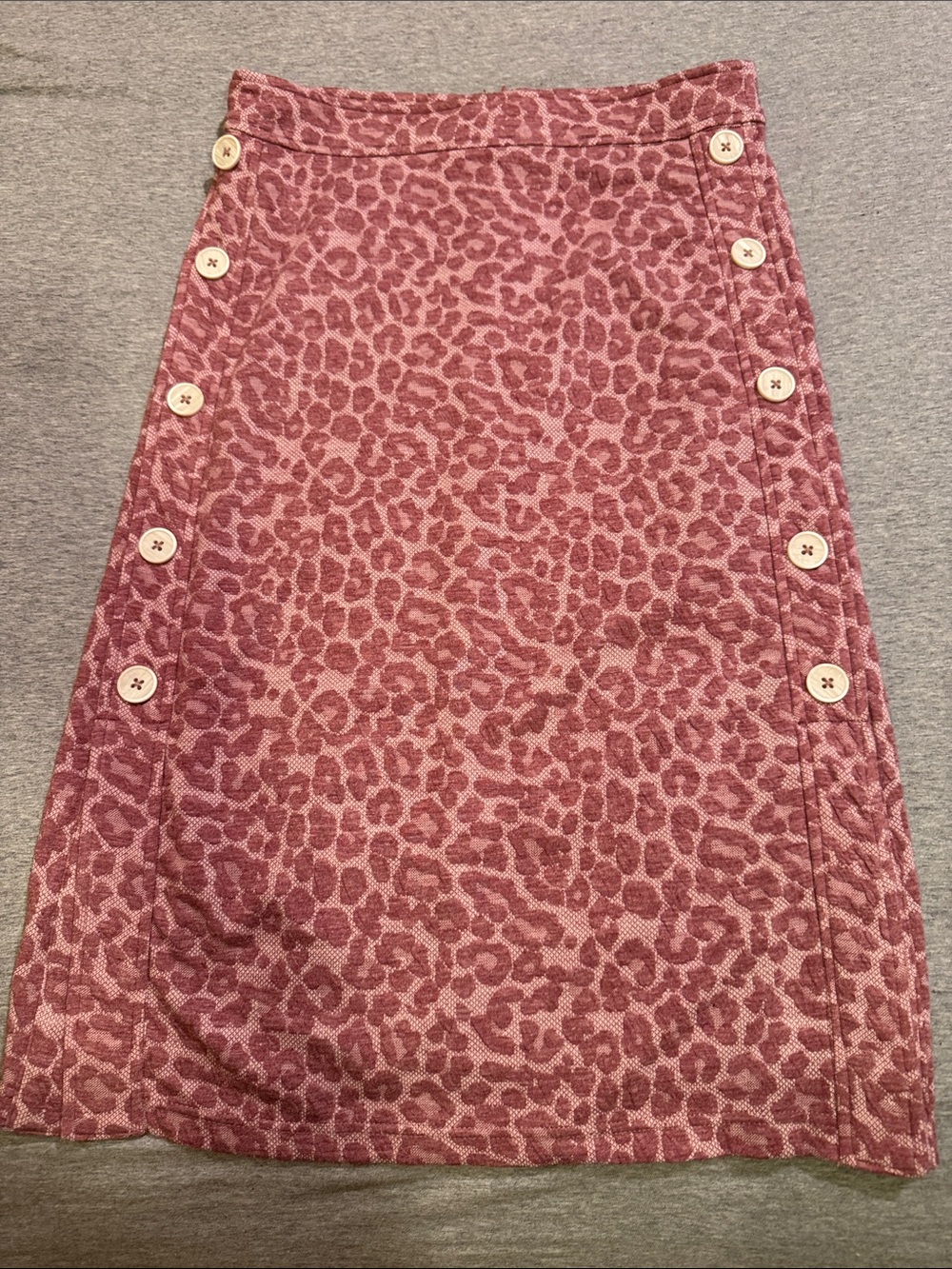 Current Air Pink Leopard A-Line Skirt with Side Buttons